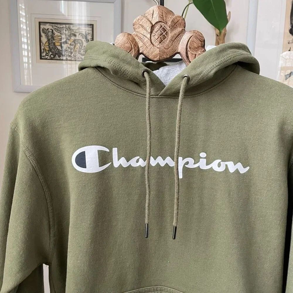 Champion Olive Green Pullover Hoodie Sweatshirt M